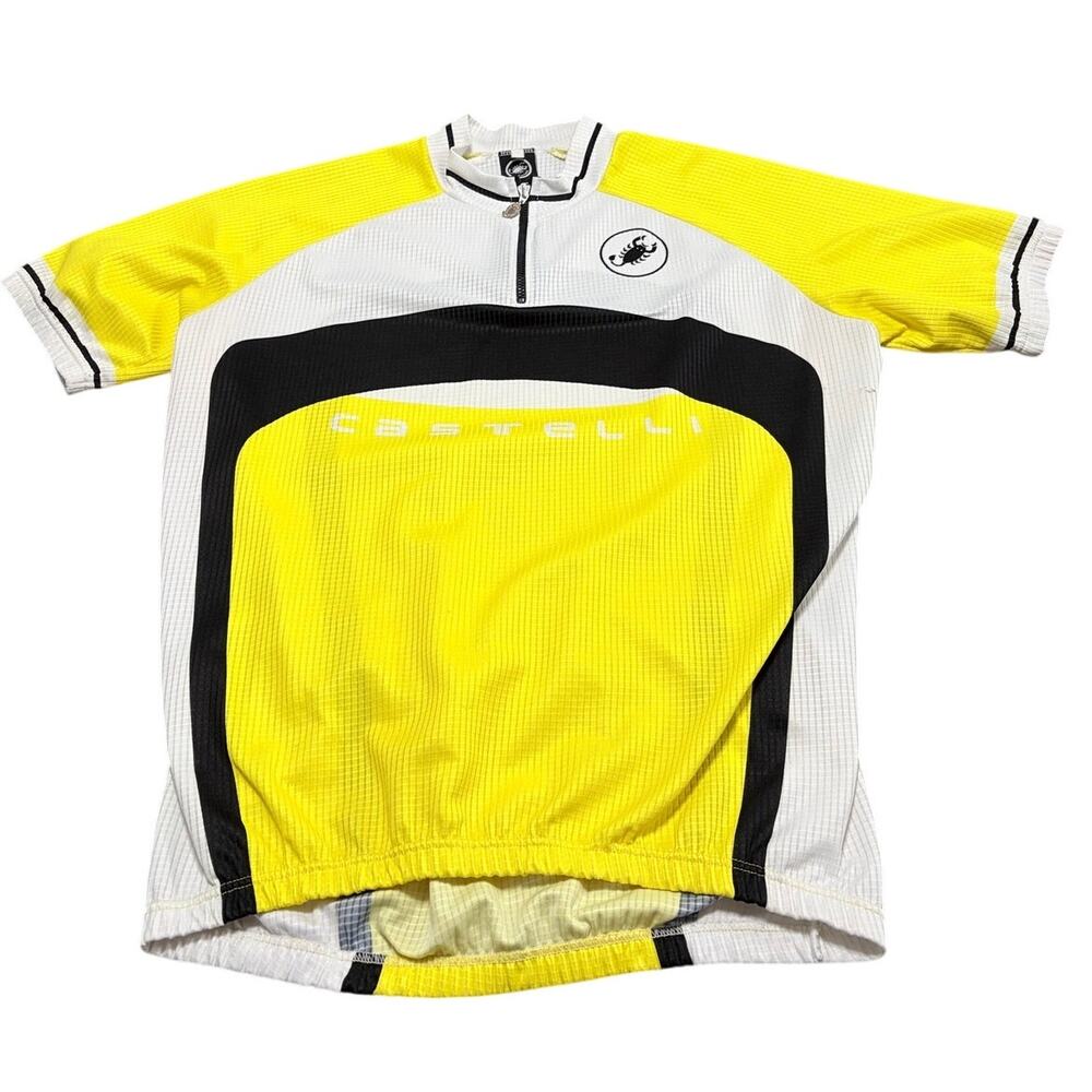 Castelli Yellow and White Shirt-Sleeves Cycling Jersey Size L